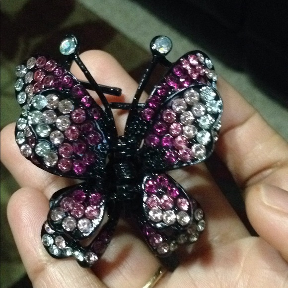 Pink stones butterfly metal clip - Picture 4 of 4